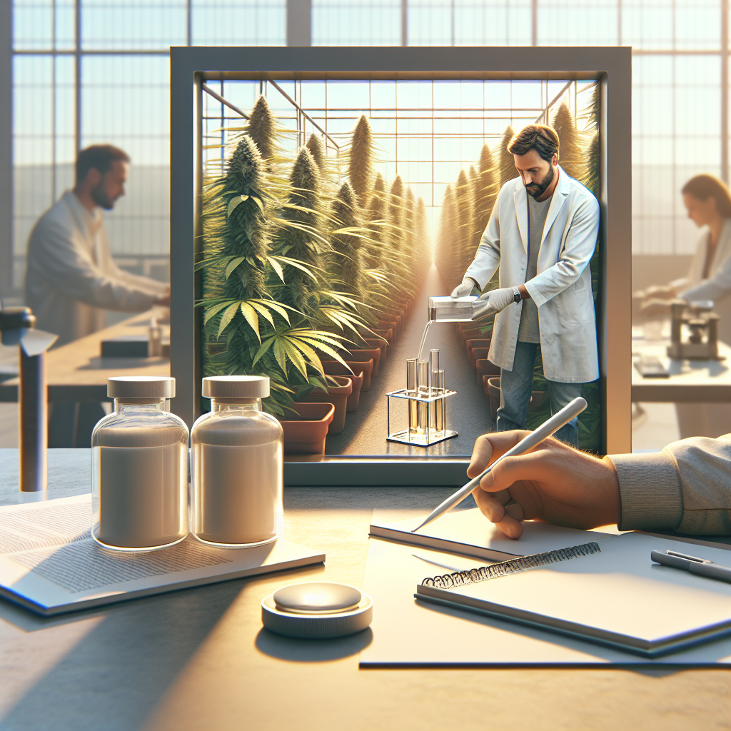 Photorealistic image of hemp research, professional medical illustration style, clean design, no ...