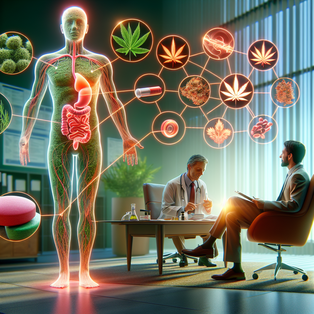 Diagram of the endocannabinoid system and its key components, professional medical illustration s...