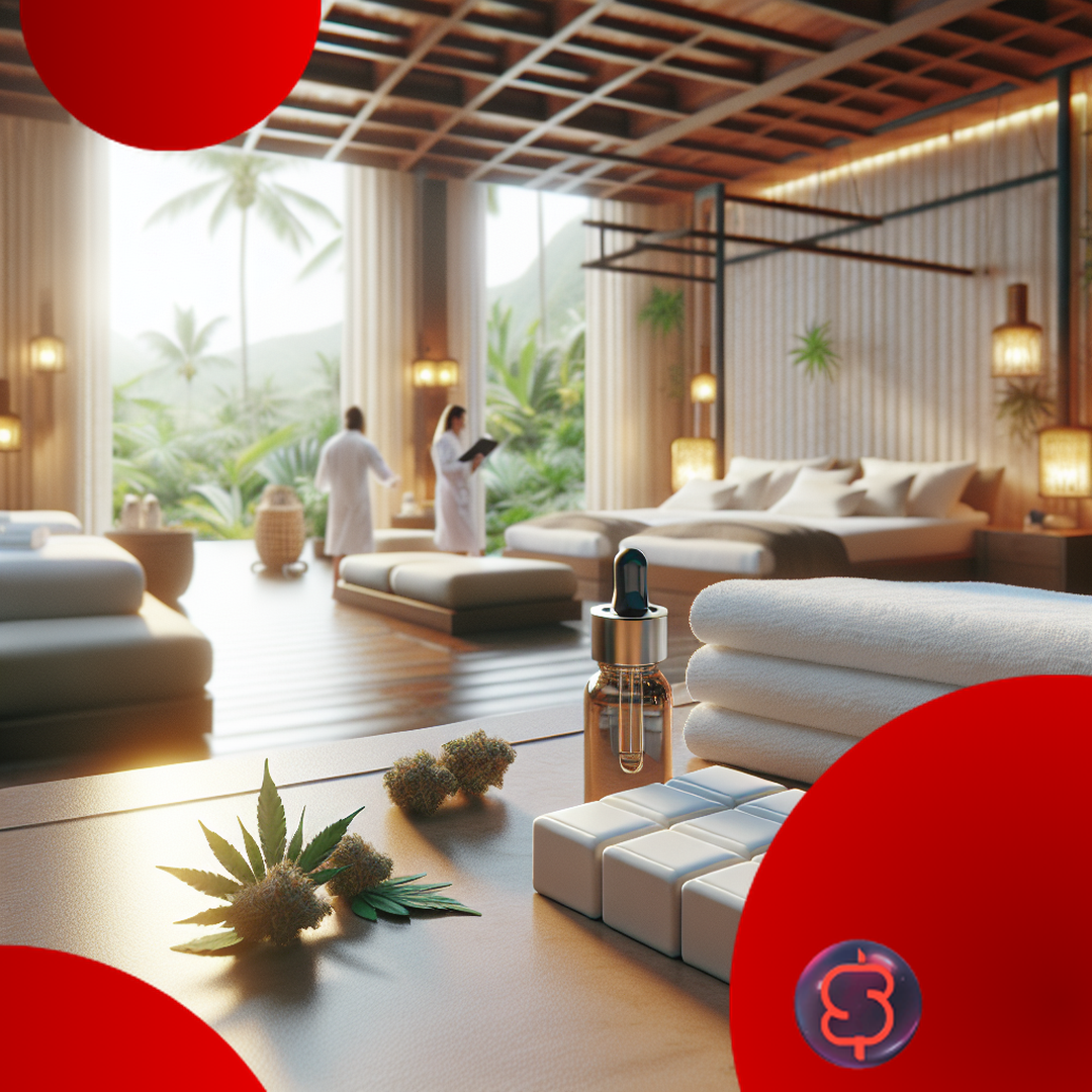 Editorial-style photo of hemp cannabinoids in luxury wellness retreats in daily life, candid life...